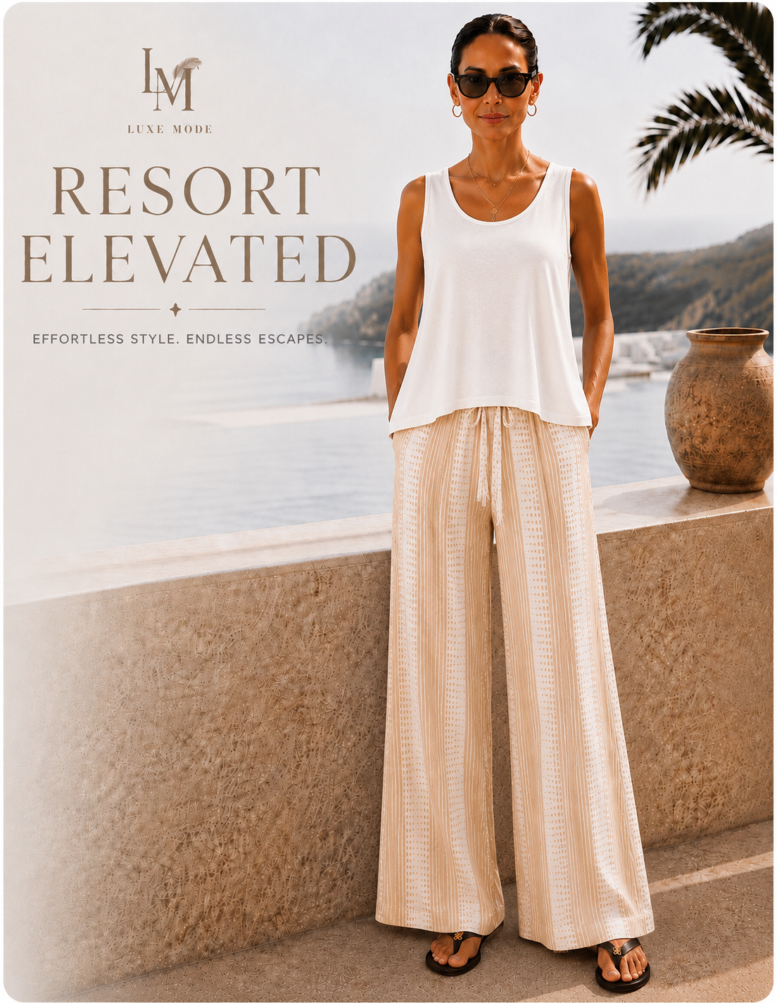 Elan Coastal Escape Printed Cover-Up Pants