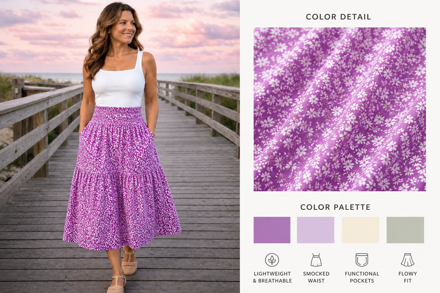 Sunset Bloom Midi Skirt 🌸