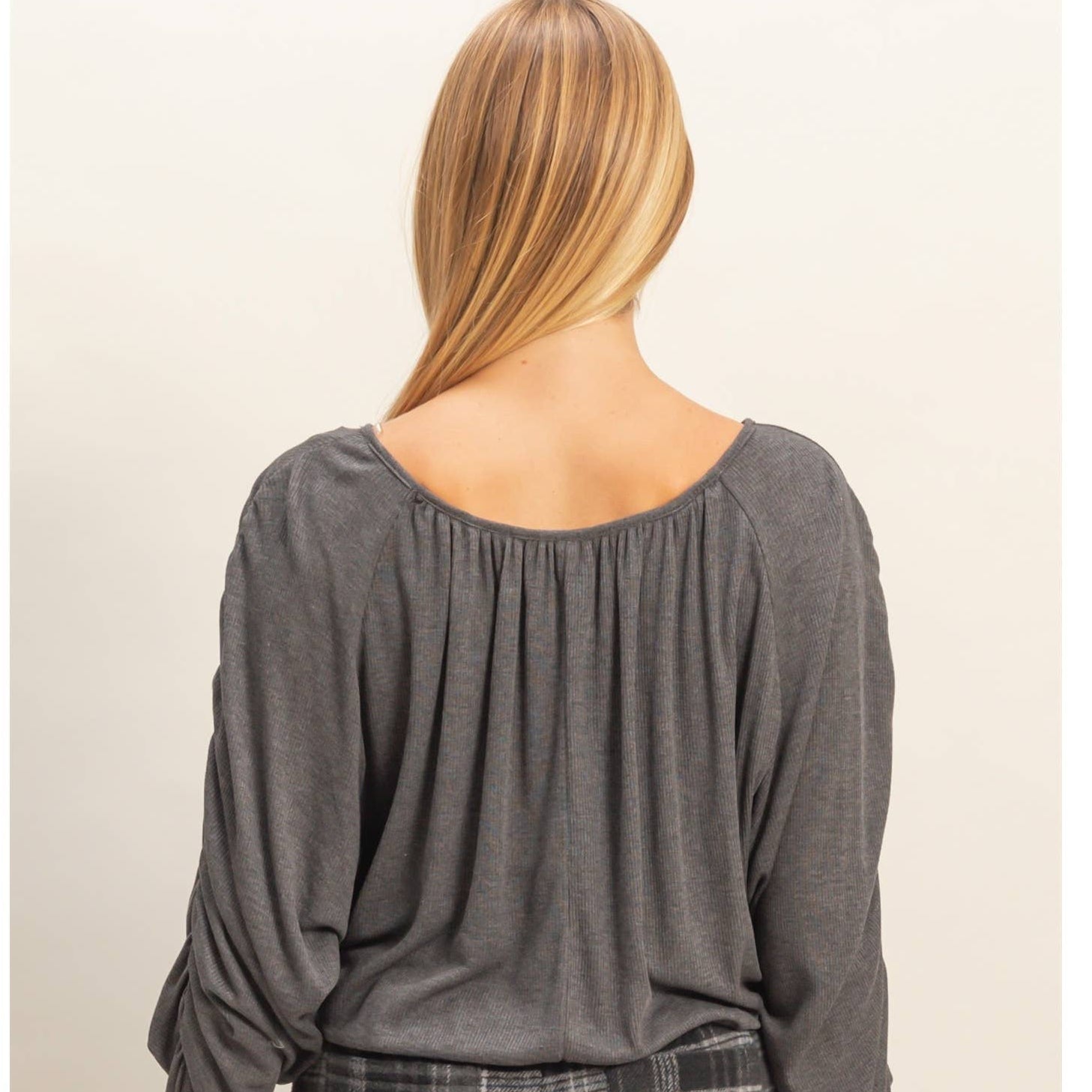 Boat Neck Dolman Long Sleeve Top
