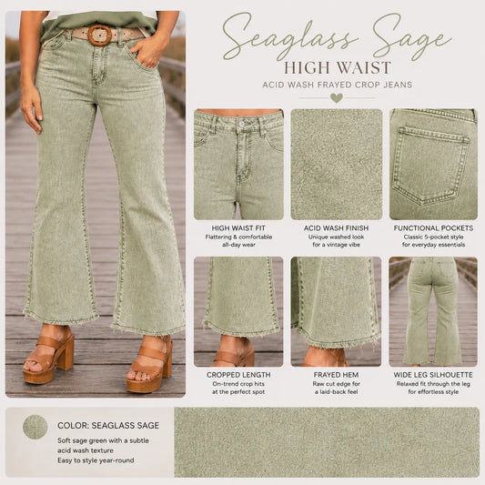 Coast Acid Wash Wide Leg Cropped Jeans