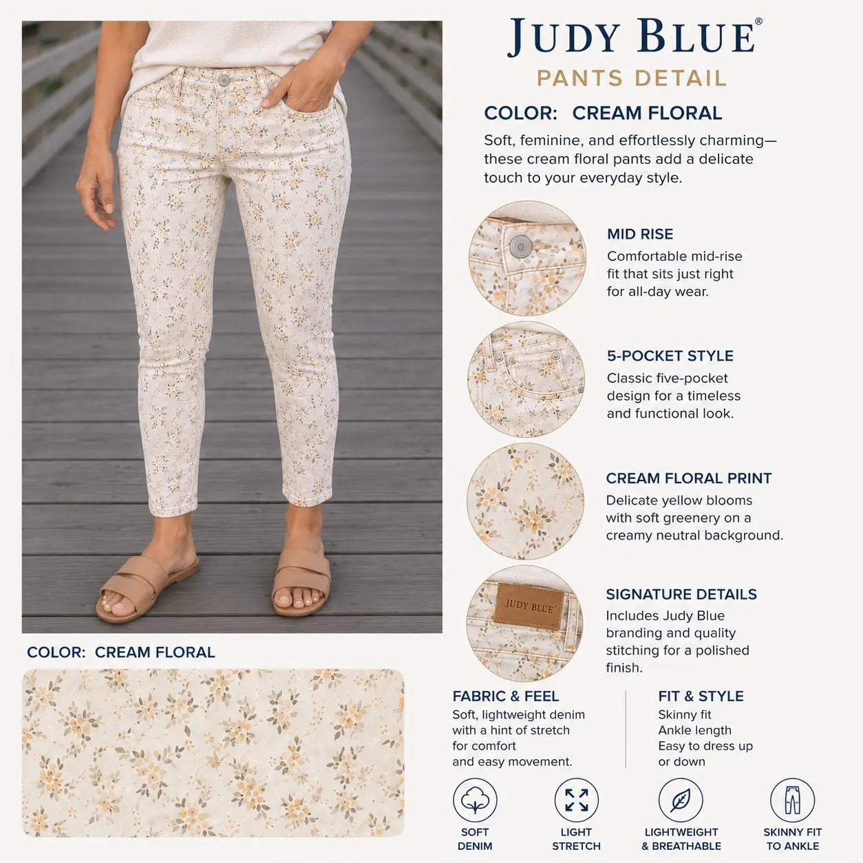 Judy Blue Floral Slim Fit Pants