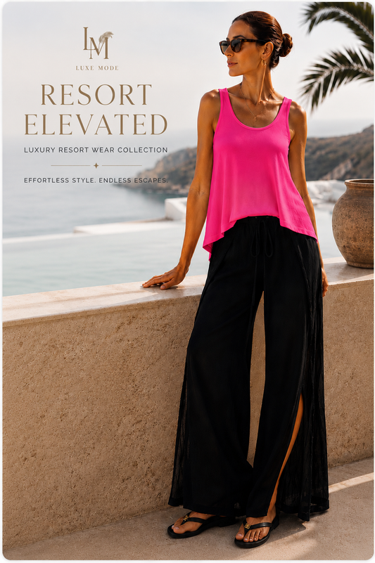 Seaside Escape Flowy Tank Top Hot Pink