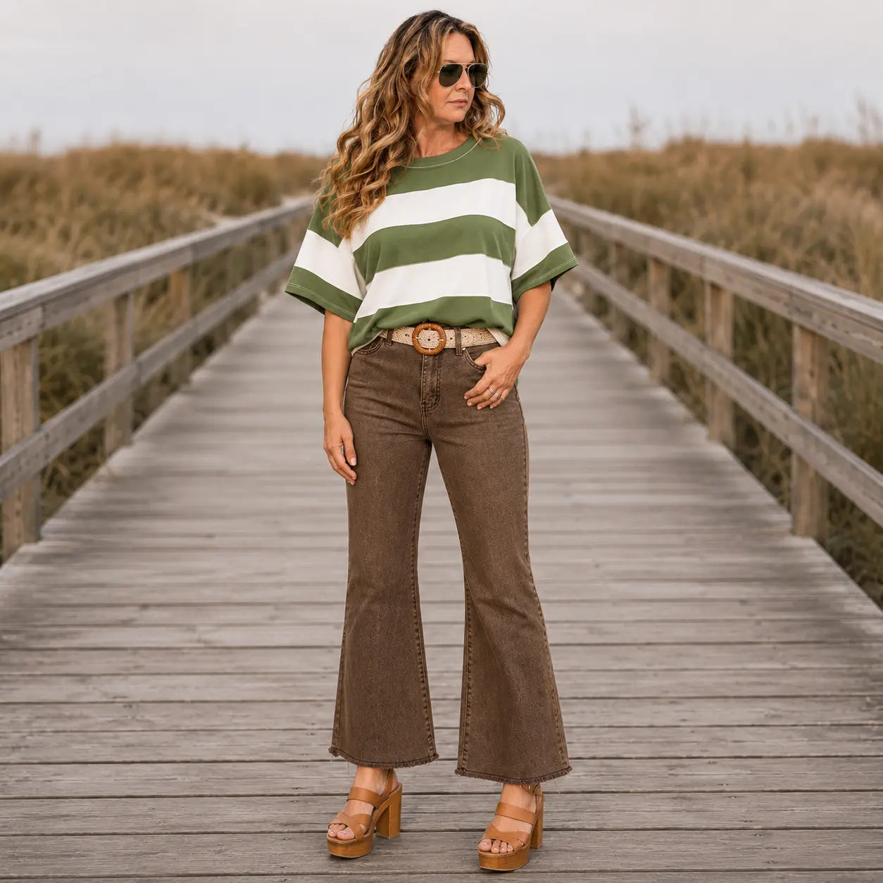 Coastal Drift Oversized Striped Top