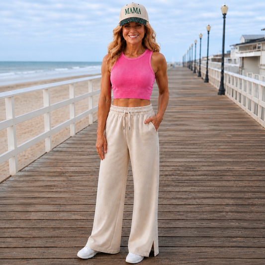 Coastal Ease Racerback Padded Crop Tank Top