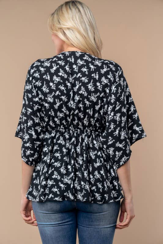 Midnight Meadow Floral Peplum Top