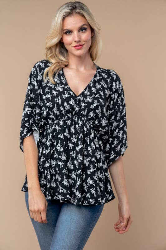 Midnight Meadow Floral Peplum Top
