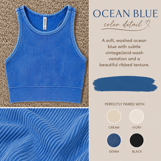 Coastal Ease Racerback Padded Crop Tank Top