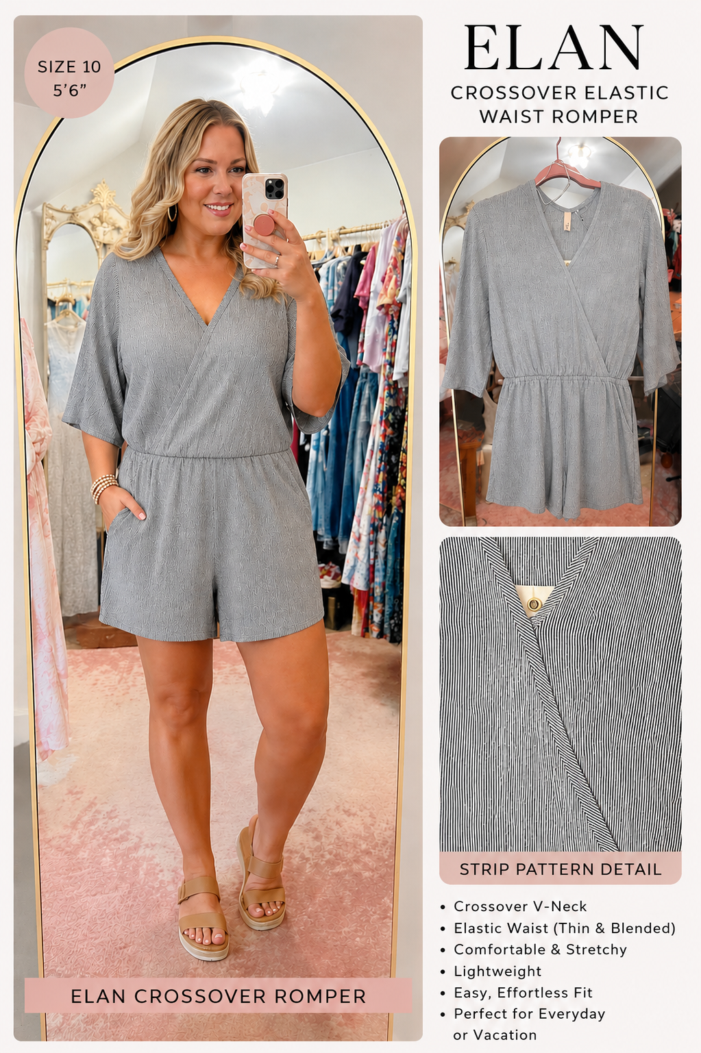 Elan Coastal Stroll Crossover Romper
