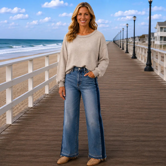 Coastal Drift Exposed Seam Sweater Sand