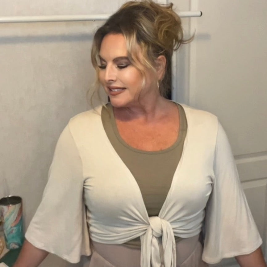 Bohemian Tie Wrap Flowy Mid Sleeve Top | Cottage Beach