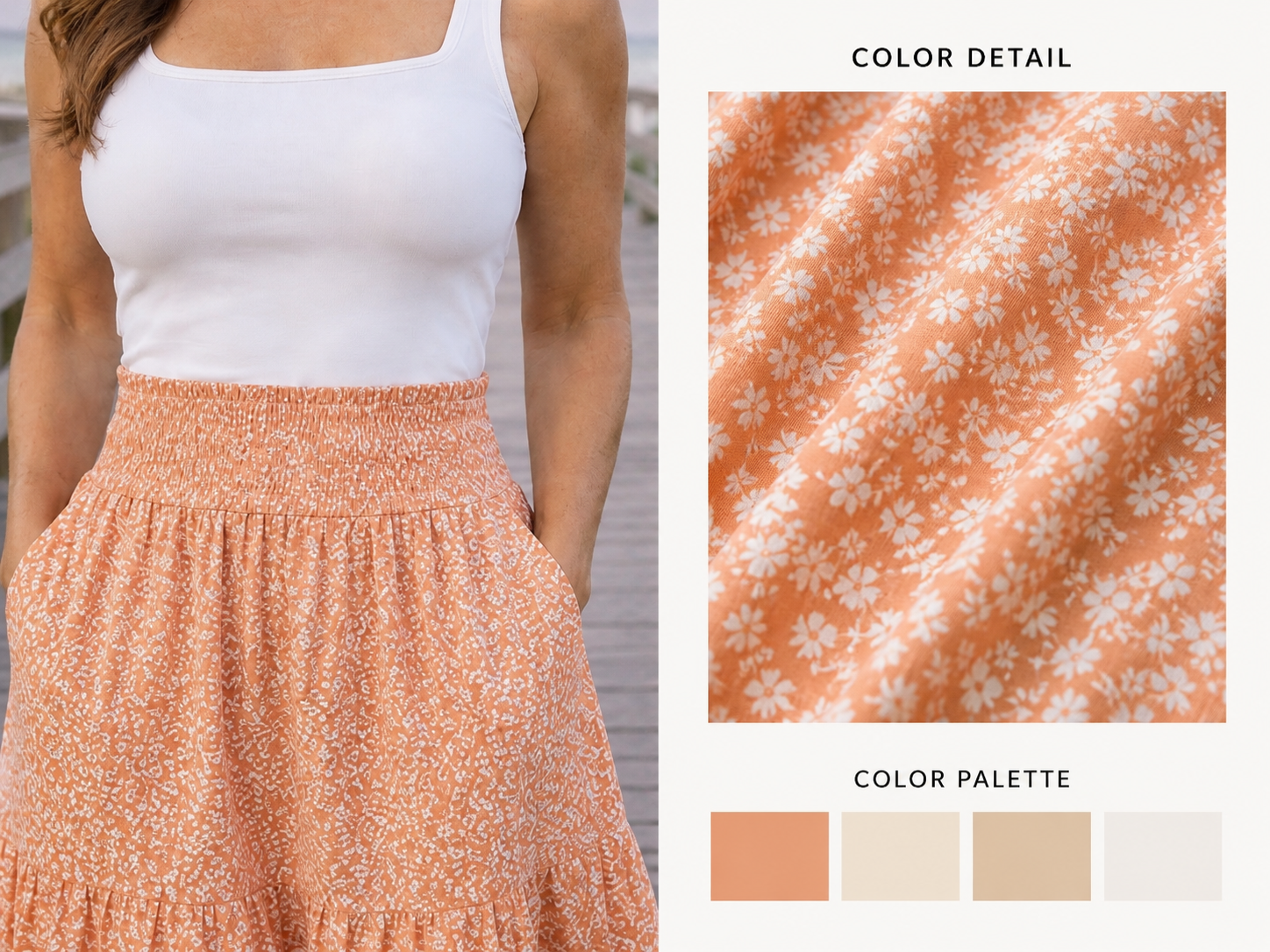 Sunset Bloom Midi Skirt 🌸