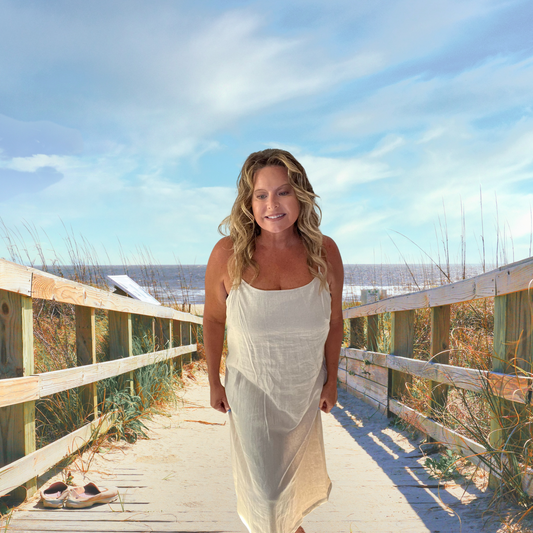 Coastal Life Sleeveless Thin Strapped Linen Blend Long Dress