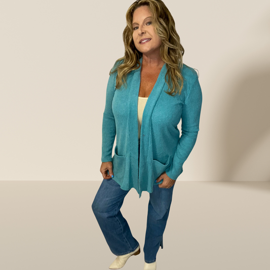 Coastal Cozy Long Sleeve Open Pocket Sweater Cardigan (Copy)