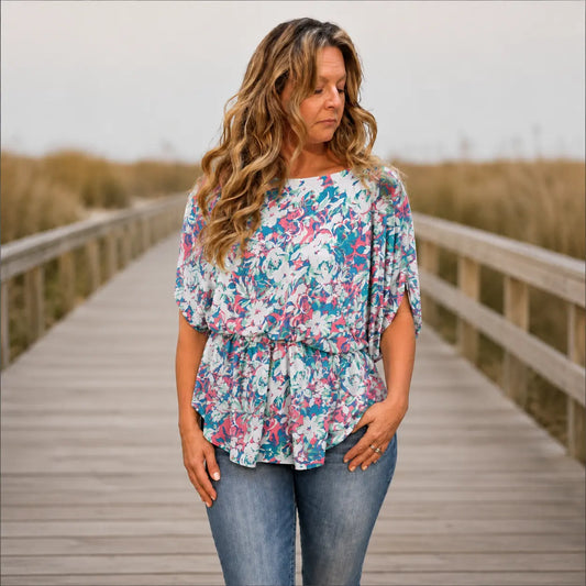 Coastal Bloom Dolman Sleeve Top