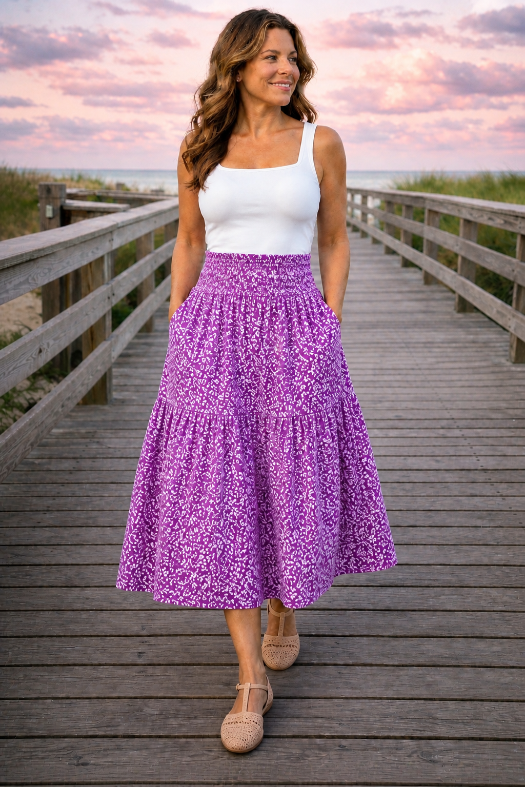 Sunset Bloom Midi Skirt 🌸