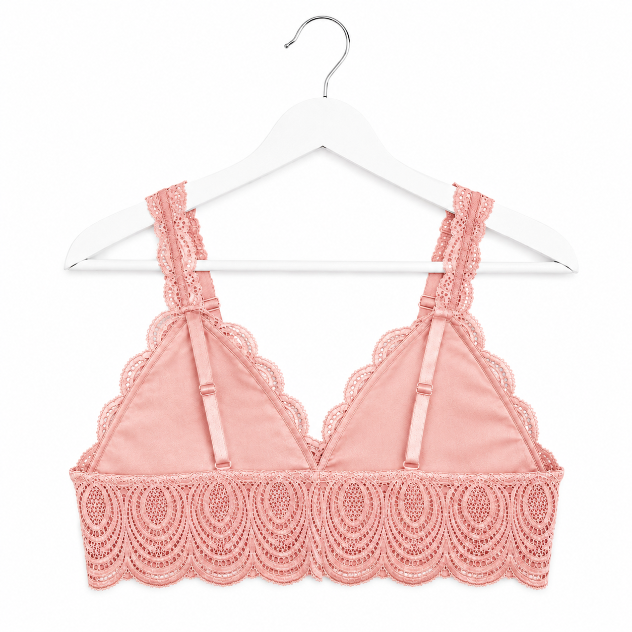 Coral Blossom Lace Bralette | Scalloped Floral Lace Brami with Adjustable Straps