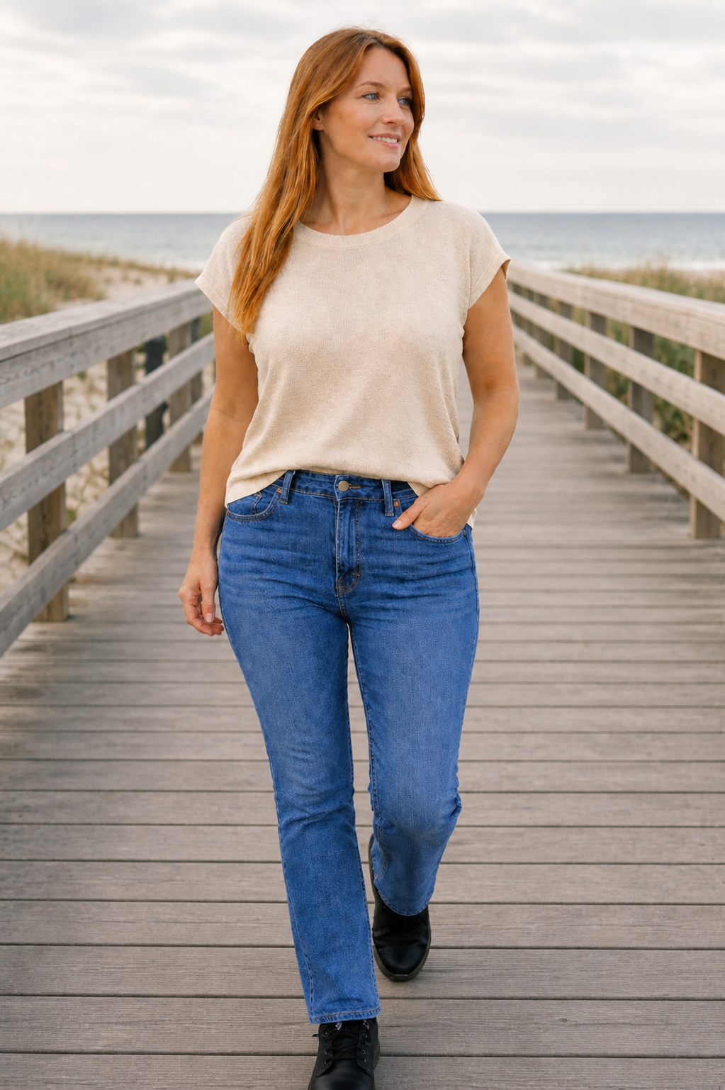 Coastal Flare Lightweight Knitted Short Sleeve Top