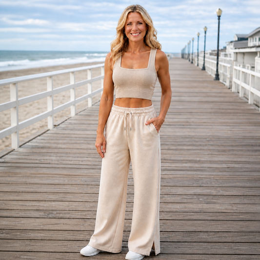 Scuba Duo Wide Leg Lounge Pants – Mixed Sand