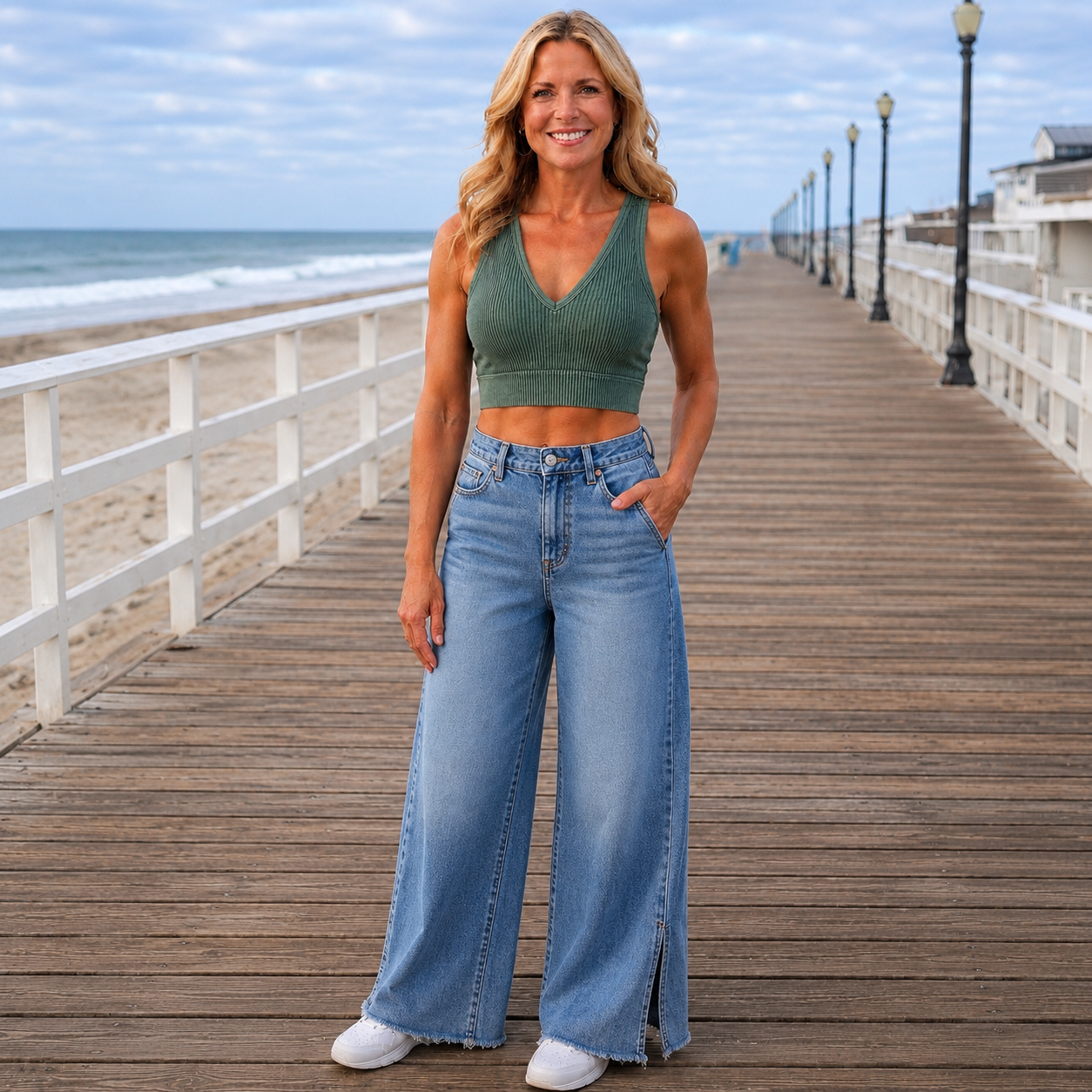 Coastal Ease Ribbed Crop Reversible Tank Top