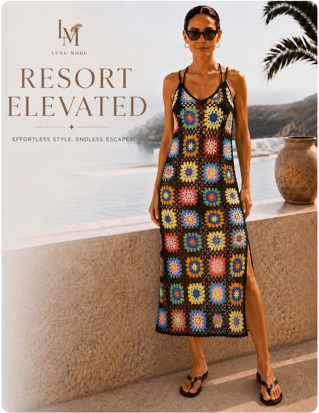Elan Multi Crochet Cover-Up Dress
