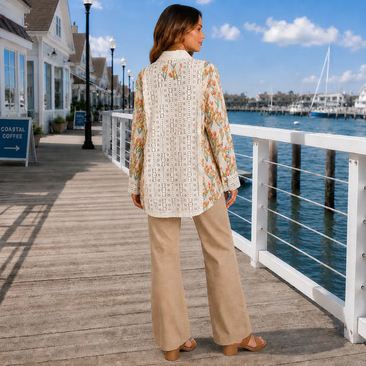 Tulip Breeze Lace Detail Button Down Shirt
