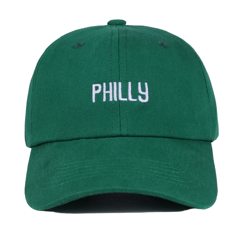 Green cap with 'PHILLY' text on a white background