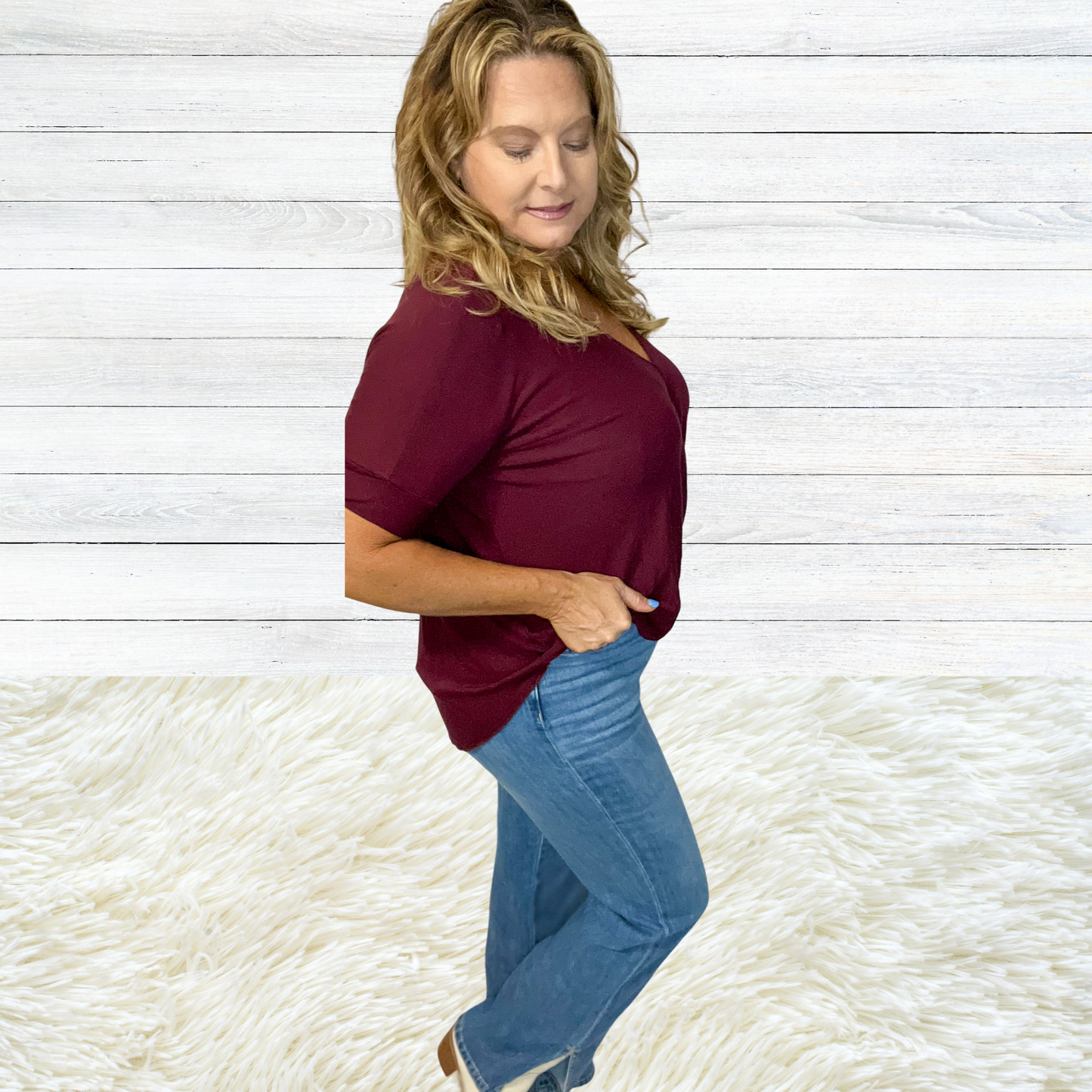 Vineyard Crossover Draped front Short Sleeve Top | Cottage Beach