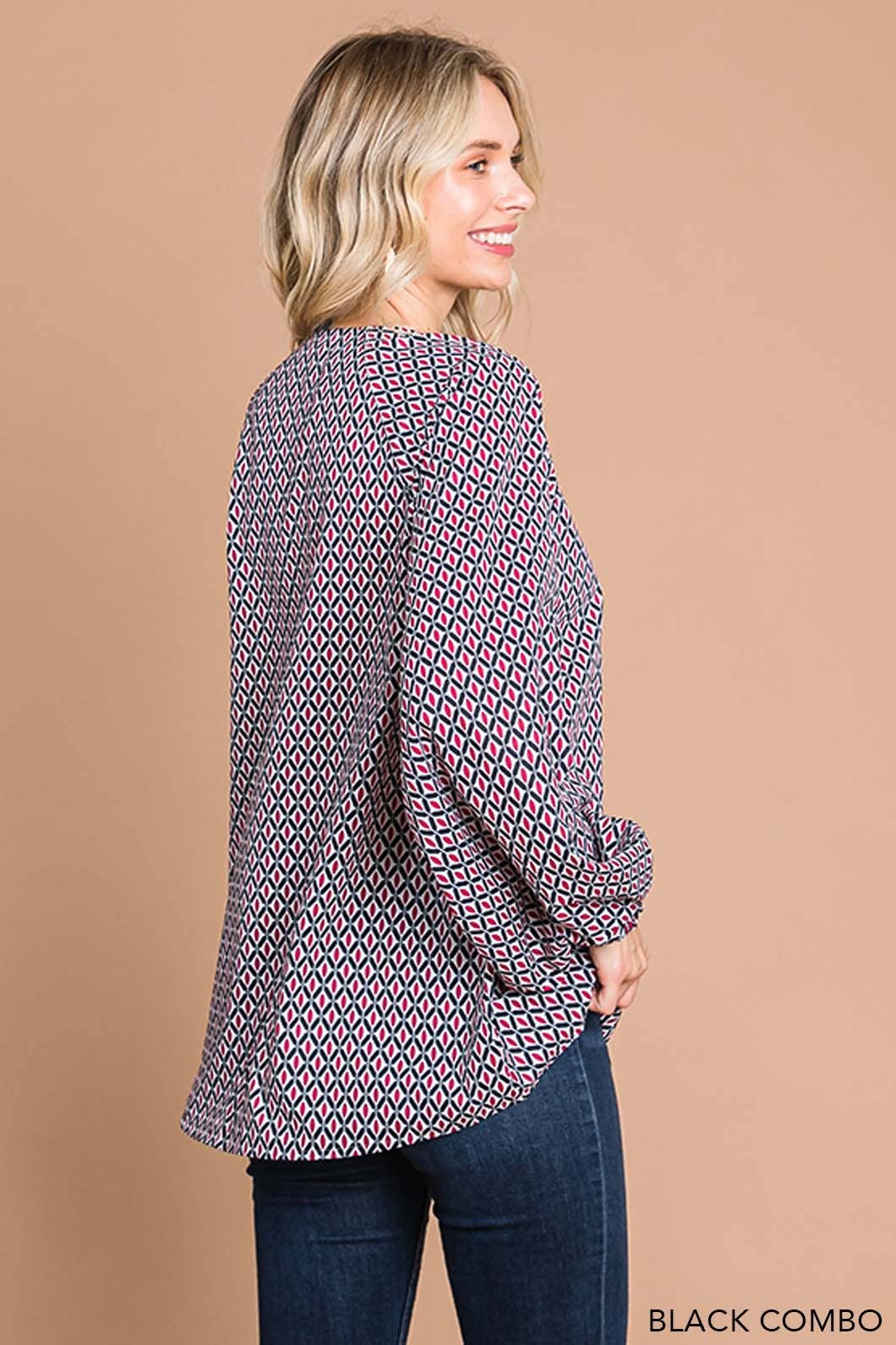 Coastal Boho Printed Women's Long Sleeve Top