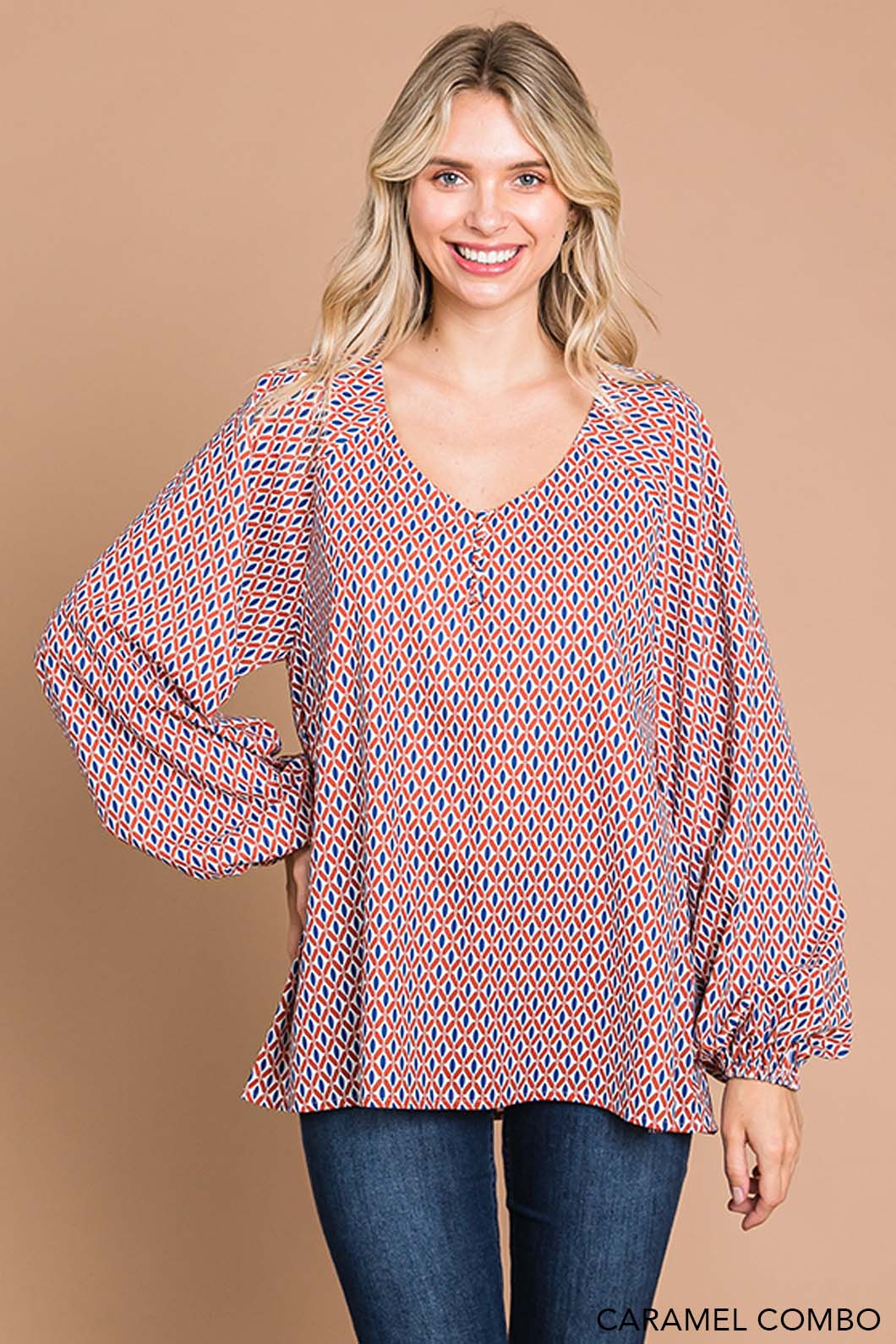 Coastal Boho Printed Women's Long Sleeve Top