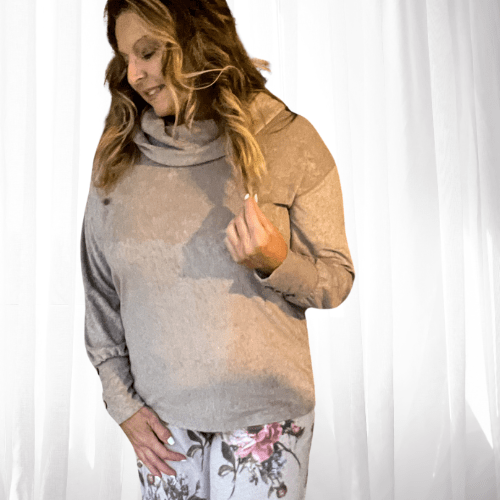 Chilly Beach Vibes Long Sleeve Cowl Neck French Terry Top