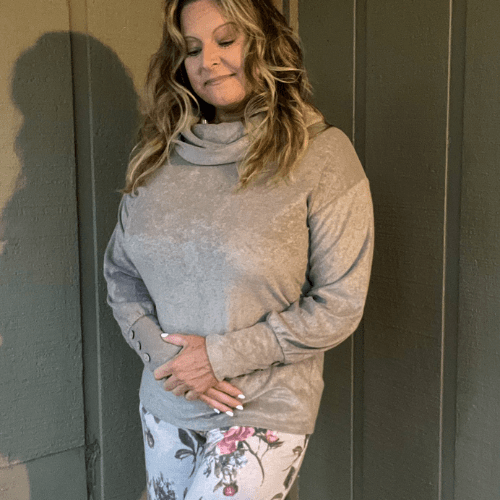 Chilly Beach Vibes Long Sleeve Cowl Neck French Terry Top
