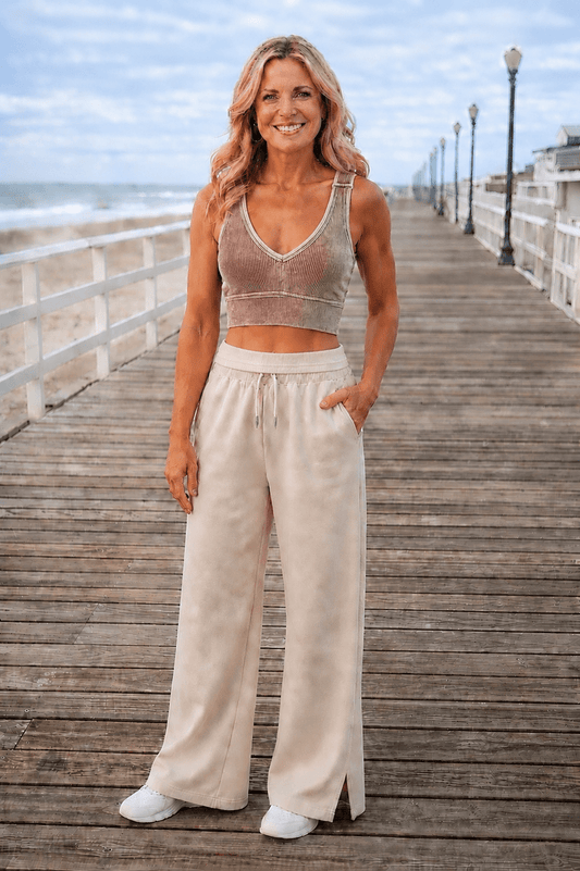 Coastal Ease Ribbed V-Neck Brami Tank Top
