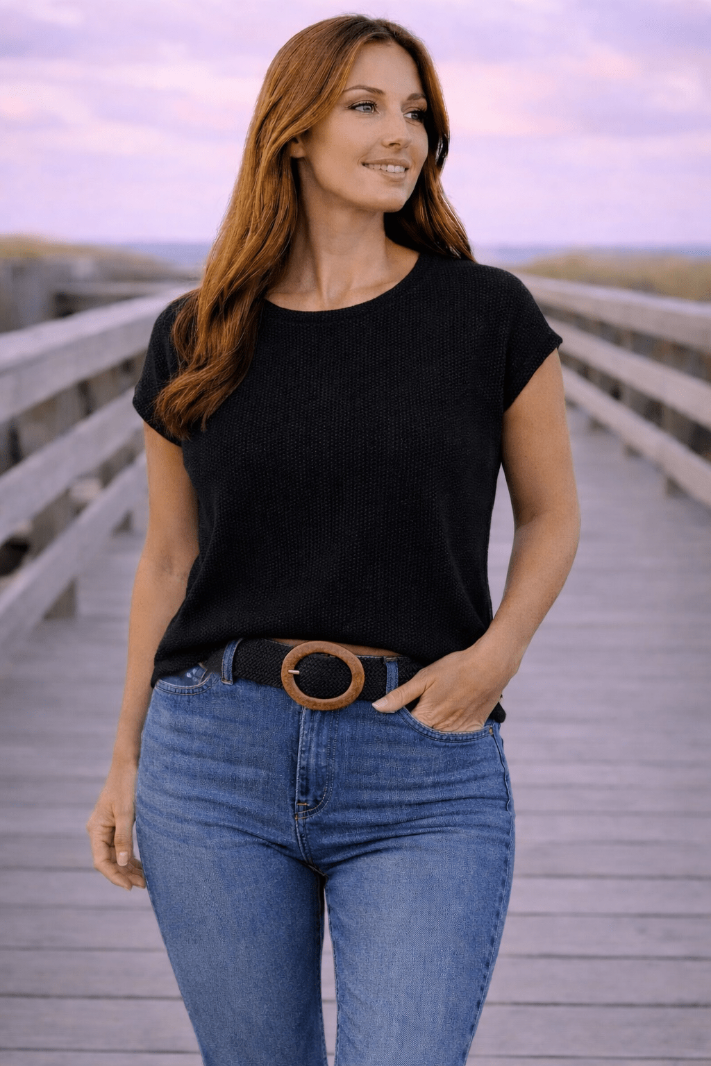 Coastal Flare Lightweight Knitted Short Sleeve Top