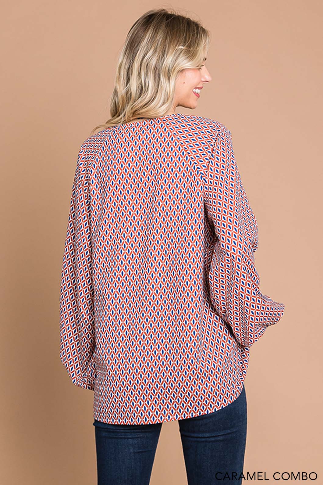 Coastal Boho Printed Women's Long Sleeve Top