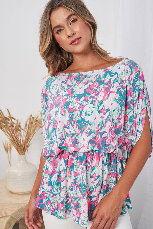 Coastal Bloom Dolman Sleeve Top