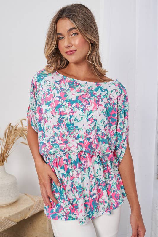 Coastal Bloom Dolman Sleeve Top