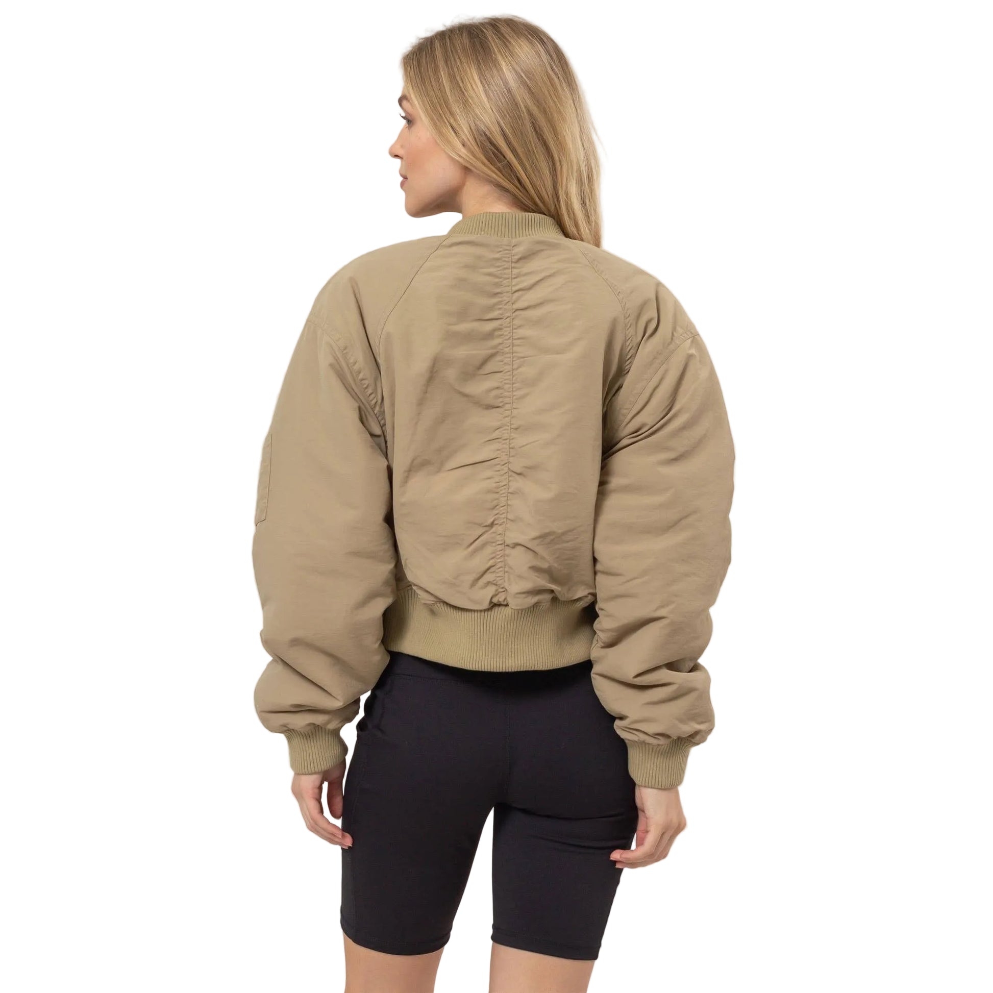 Coastal Street Breeze Ruched Bomber Puffer Jacket
