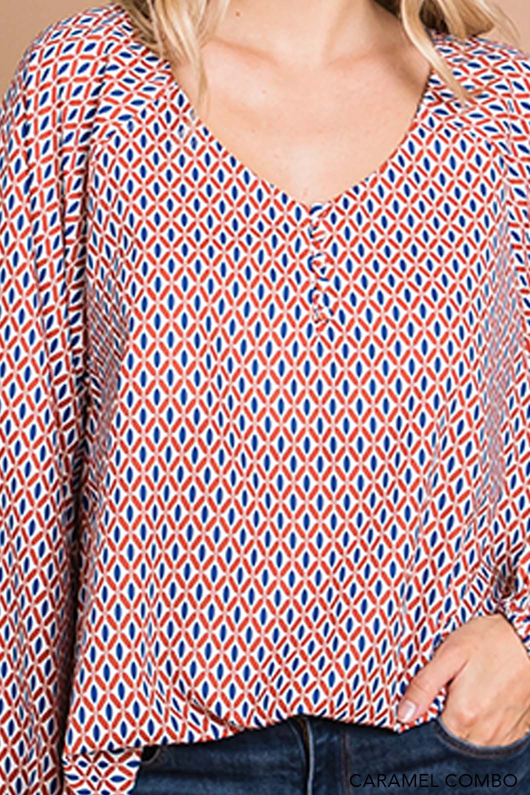 Coastal Boho Printed Women's Long Sleeve Top