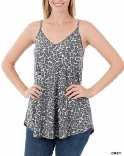 Good Times Cheetah Spaghetti Strap Reversible Cami Top