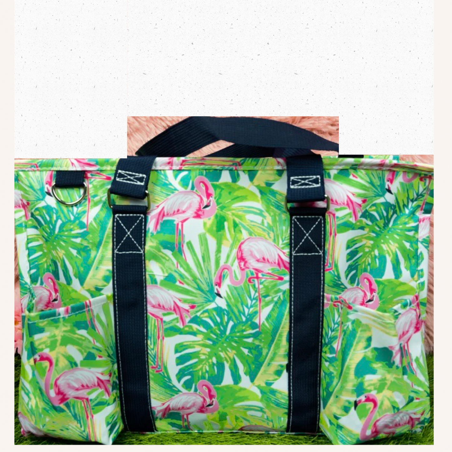 Pink Flamingo Fun Beach Utility Bag,Zipper | Cottage Beach