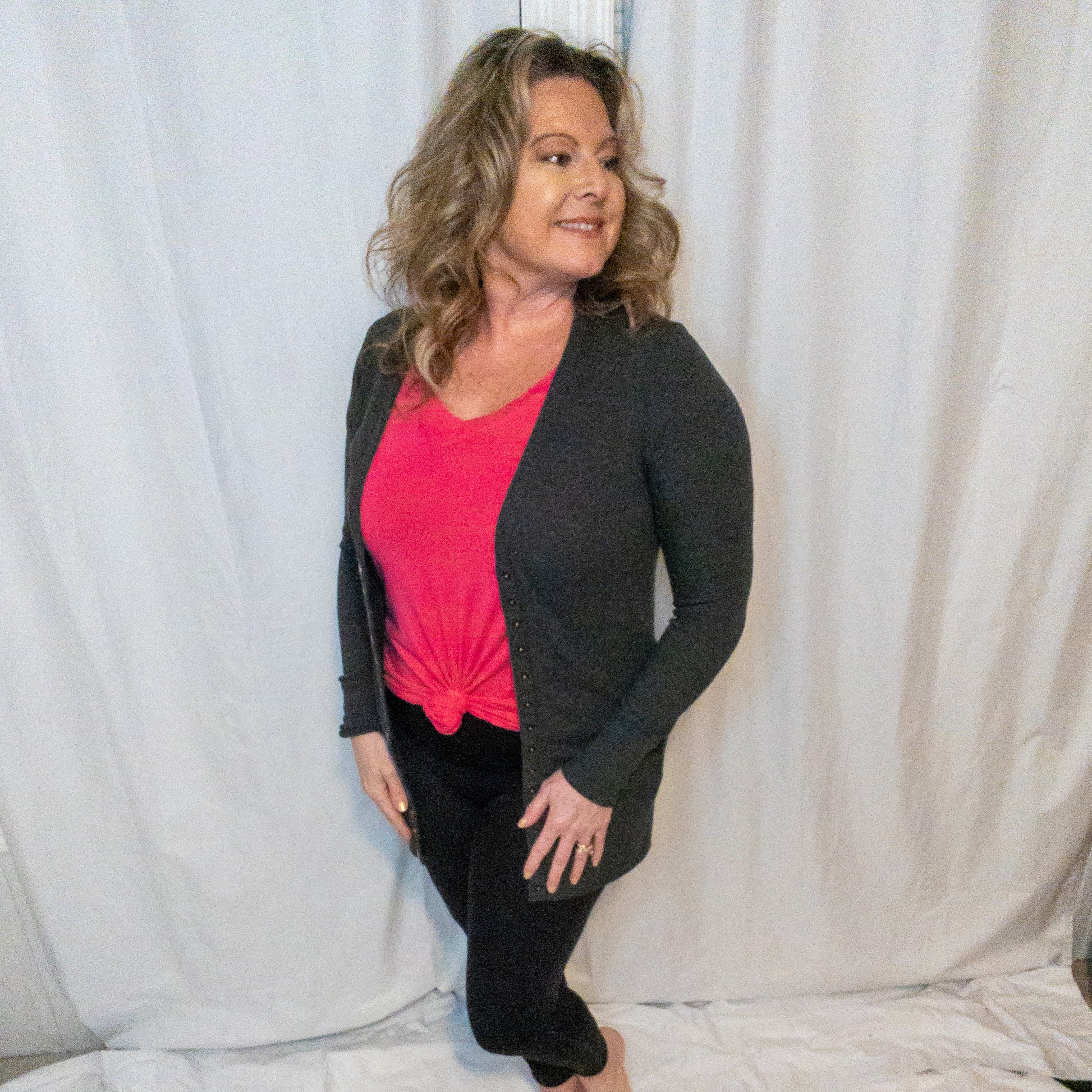 Hot Pink Sleeveless V-Neck Modal Shirt