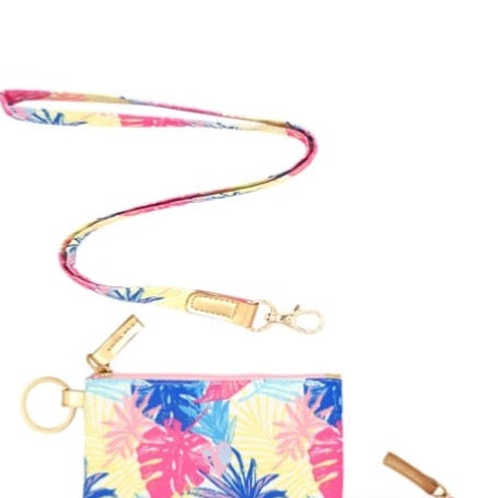 Island Flowers Lanyard Wallet Cottage Beach