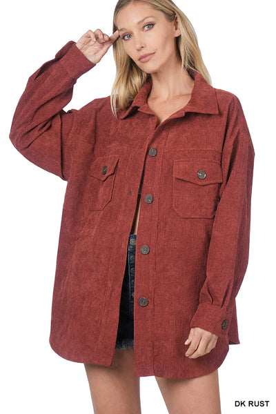 Corduroy Big Button Down Shacket Oversized - Cottage Beach