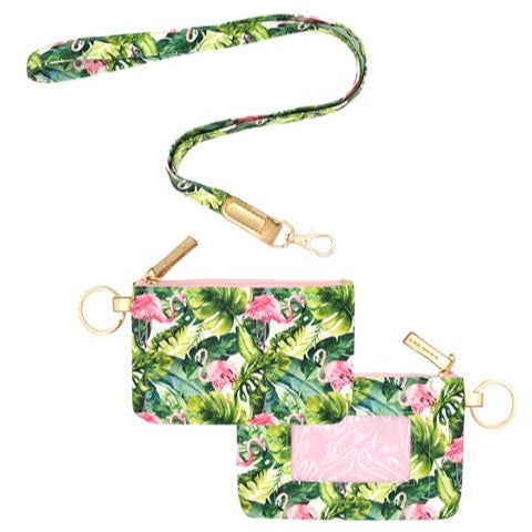 Pink Flamingo Lanyard Wallet Cottage Beach