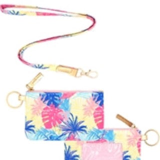 Island Flowers Lanyard Wallet Cottage Beach
